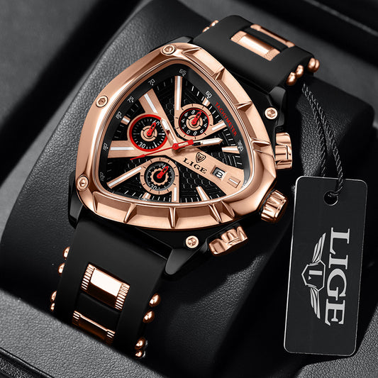 LIGE/LIGE Foreign Trade New Personalized Polygon Men's Multi-Waterproof Luminous Calendar Watch