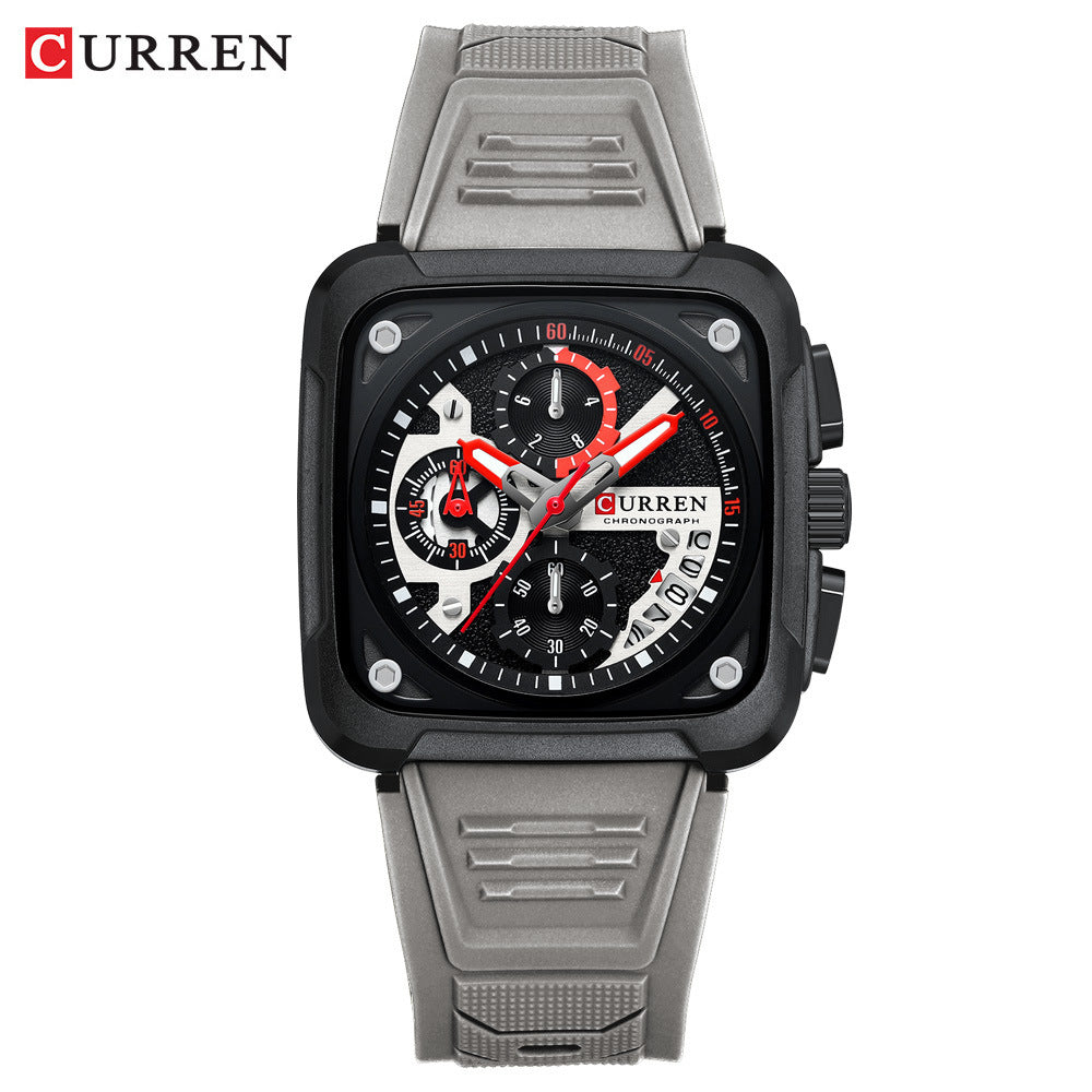 CURREN/Crane 8461 Neutral Square Calendar Watch Multifunctional Six-pin Quartz Men's Watch Foreign Trade Men