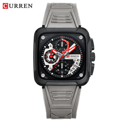 CURREN/Crane 8461 Neutral Square Calendar Watch Multifunctional Six-pin Quartz Men's Watch Foreign Trade Men