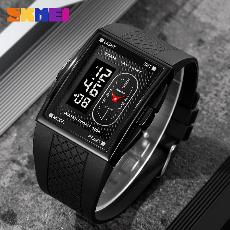 Skmei 2213 Fashion Men's Creative Double Movement Multi-display Electronic Watch Multi-functional Waterproof Luminous Watch For Male Students