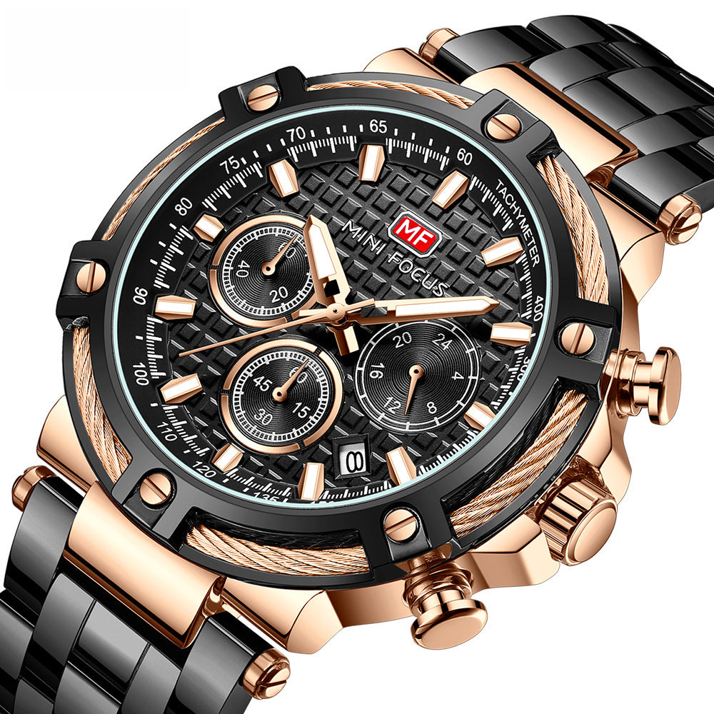 MINI FOCUS Brand Watch Casual Men's Watch Waterproof Quartz Watch Luminous Steel Band Men's Watch 0470G