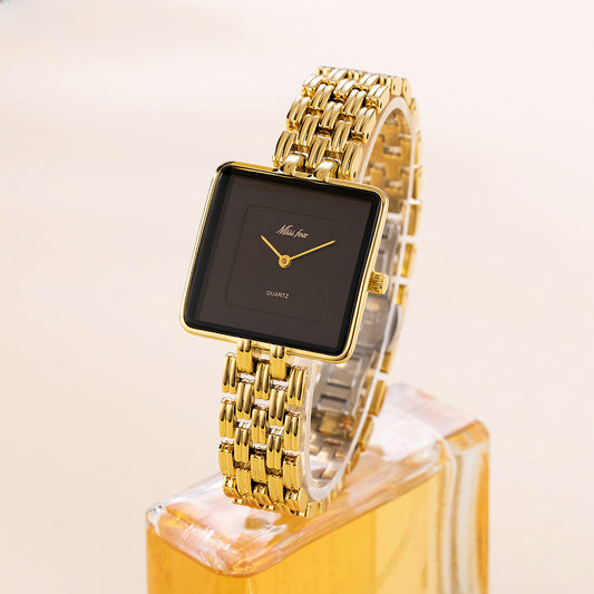 MISSFOX Watch Middle East Explosions Fashion Simple Golden Black Square Quartz Ladies Couple Watch Manufacturers