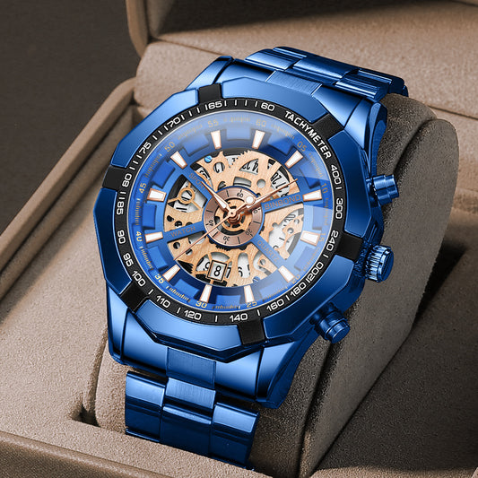 Binbond Binbang Hollow Non-mechanical Waterproof Watch Foreign Explosions Mechanical Watch Cross-border Blue Men's Watch