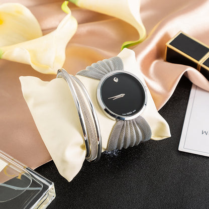 2-piece Mesh Strap Watch Gift Box Suit European And American New Style Atmospheric Broadband Women's Watch Fashion Bracelet Watch
