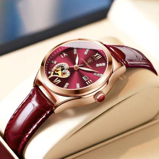 Baida Eggplant New Ladies Watch Female Students Waterproof Luminous Calendar Korean Women's Watch Trembles Explosions A Generation Of Hair