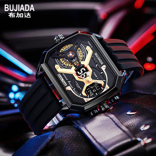 Bujiada Electronic Watch LED Dual Display Alarm Clock Chronograph Men's Watch Trend Wheel Multifunctional Men's Watch 2501