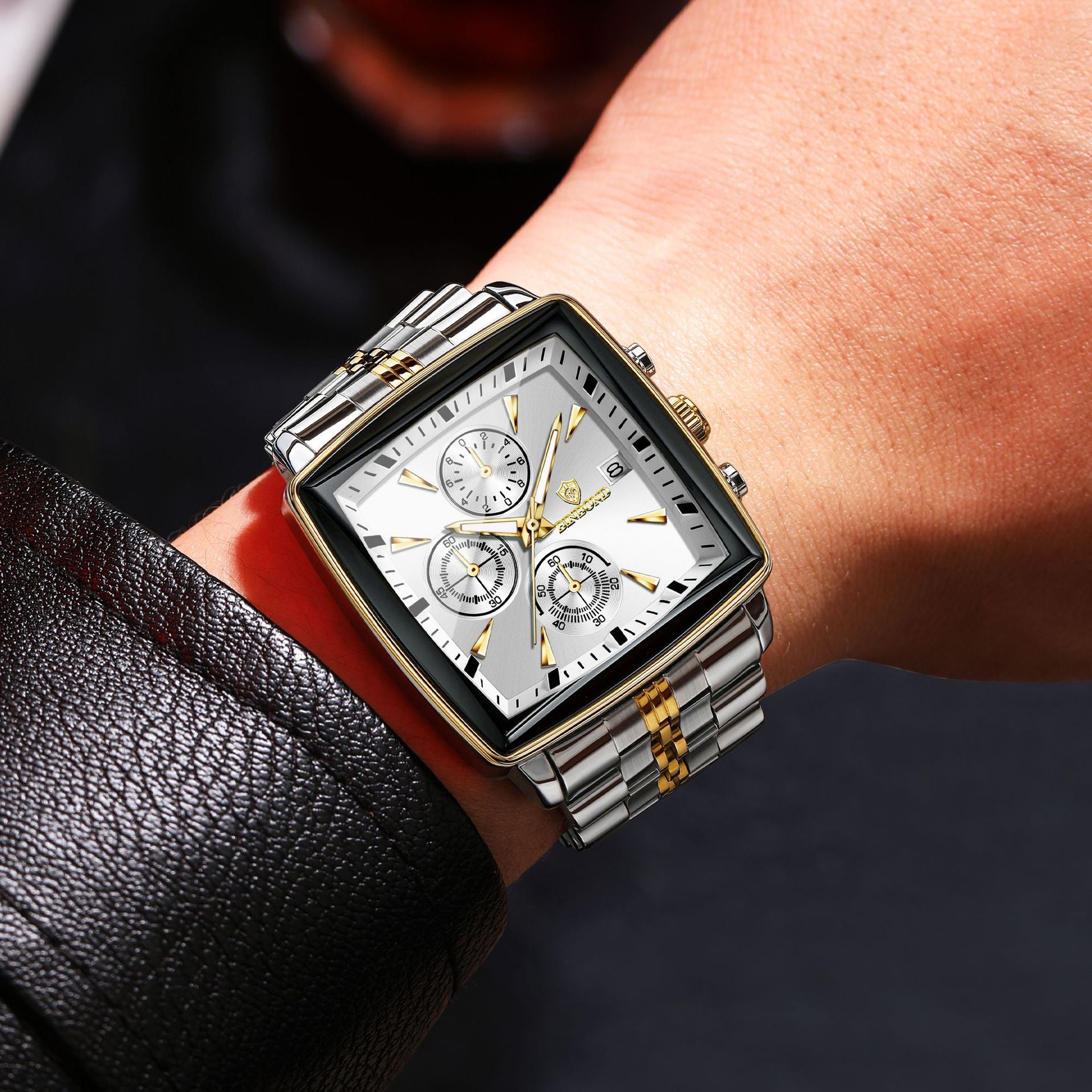 Binbang Watch Cross-border Multi-functional Small Three-pin Watch Men's Business Steel Band Quartz Watch Fashion Three-eye Six-pin Watch