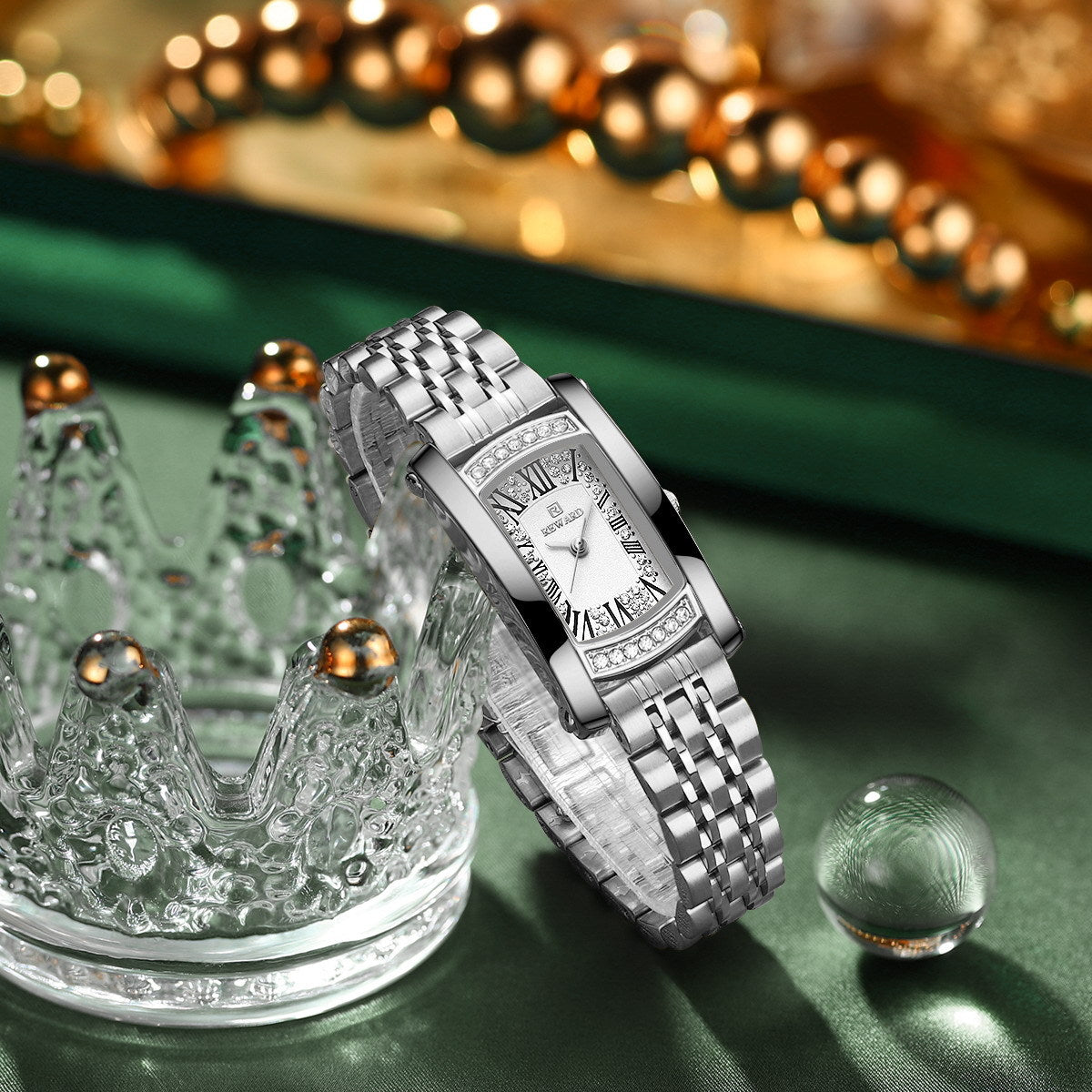 Reward Women's Square Quartz Watch Light Luxury Fashion Exquisite Waterproof Watch Cross-border Best-selling Lady Watch