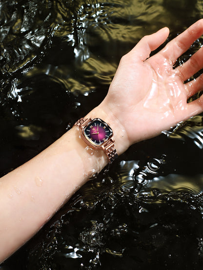 Swiss Brand Waterproof Ladies Watch Ultra-thin Solid Steel Band Small Square Watch Trembles Live AliExpress Explosions
