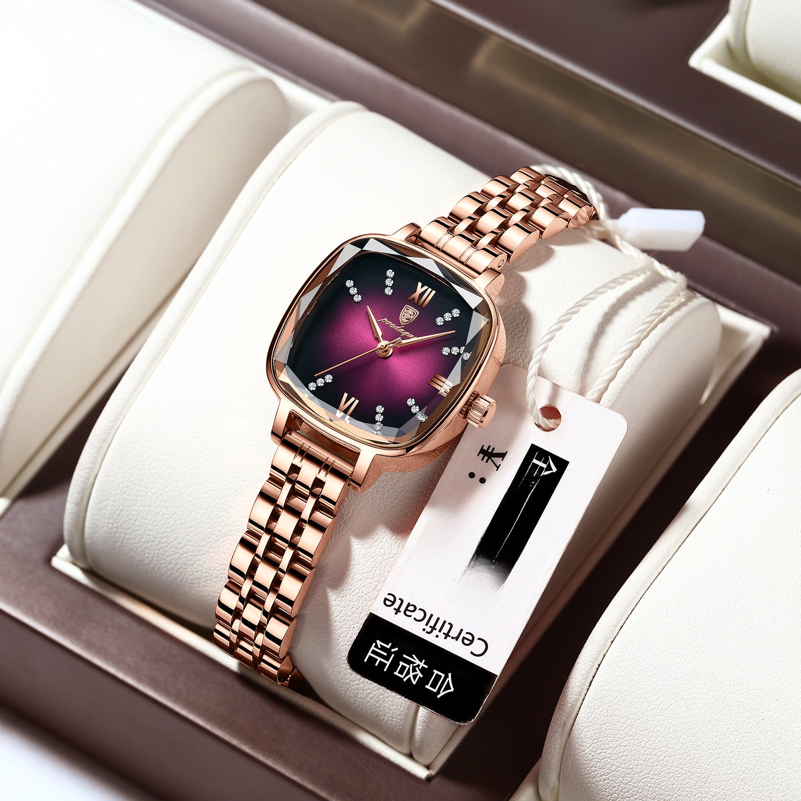 Swiss Brand Waterproof Ladies Watch Ultra-thin Solid Steel Band Small Square Watch Trembles Live AliExpress Explosions