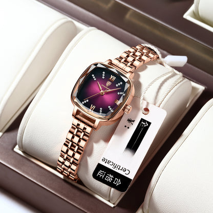 Swiss Brand Waterproof Ladies Watch Ultra-thin Solid Steel Band Small Square Watch Trembles Live AliExpress Explosions