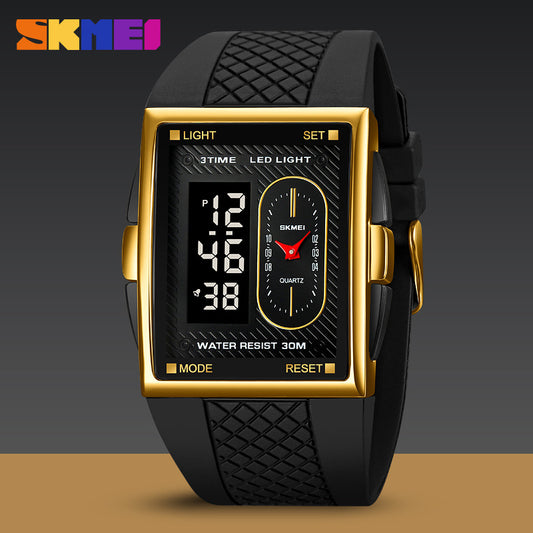 Skmei 2213 Fashion Men's Creative Double Movement Multi-display Electronic Watch Multi-functional Waterproof Luminous Watch For Male Students