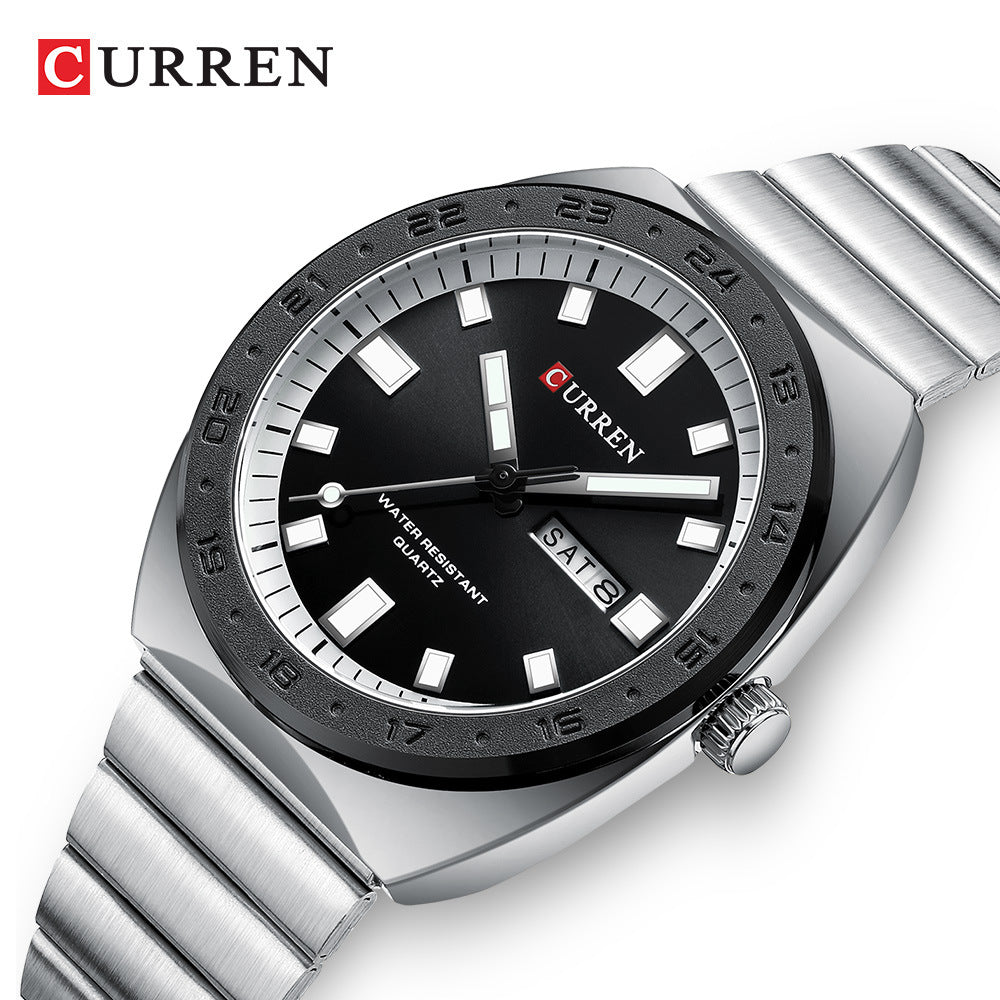 Curren/Crane 8473 Men's Watch Calendar Watch Steel Band Watch Sports Men's Watch Business Quartz Watch