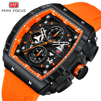 MINI FOCUS Brand Watch Outdoor Wind Wine Barrel Men's Watch Arc Mirror Gradient Hollow Men's Watch 0399G
