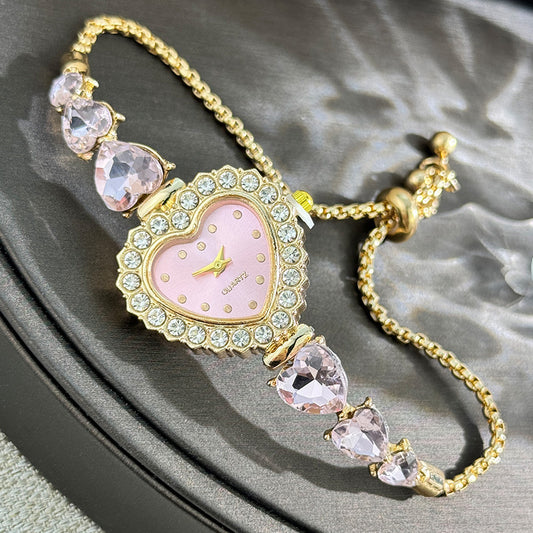 Cross-border Love Flower Decorative Bracelet Quartz Watch Diamond Dial Pull Strap Ladies Fashion Watch Foreign Trade