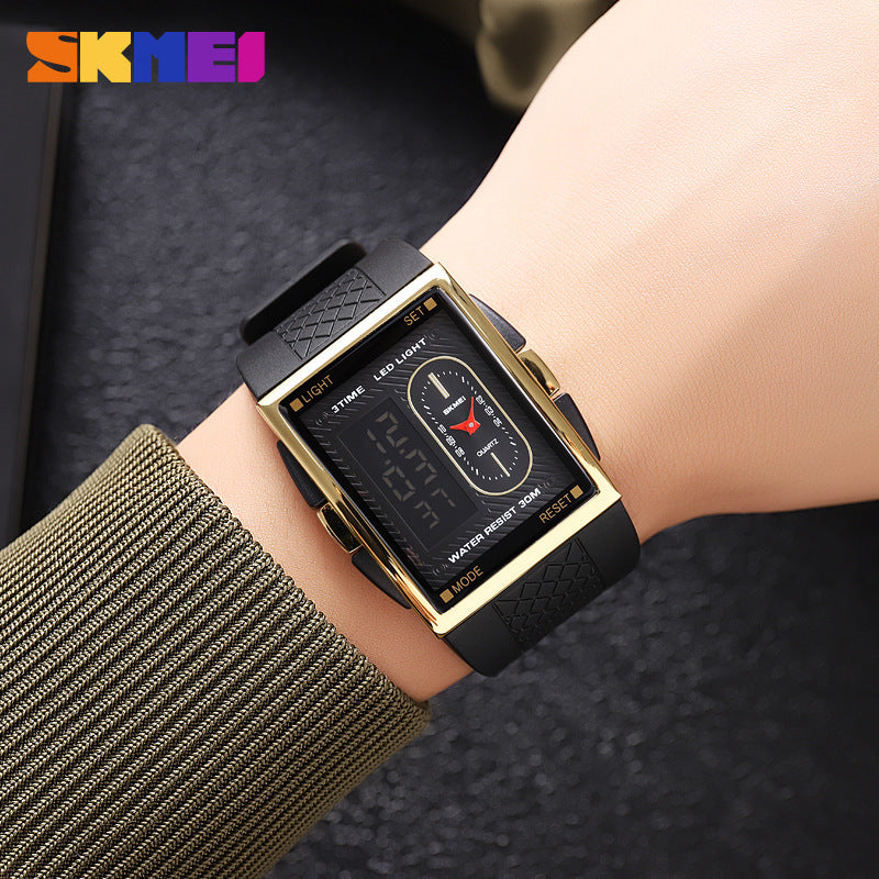 Skmei 2213 Fashion Men's Creative Double Movement Multi-display Electronic Watch Multi-functional Waterproof Luminous Watch For Male Students
