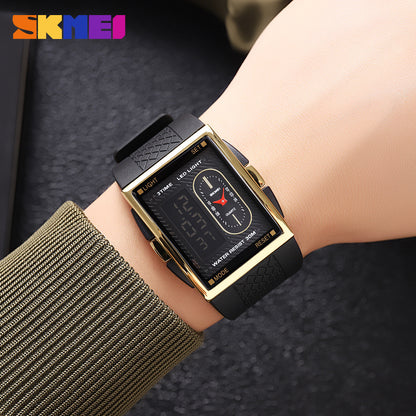 Skmei 2213 Fashion Men's Creative Double Movement Multi-display Electronic Watch Multi-functional Waterproof Luminous Watch For Male Students