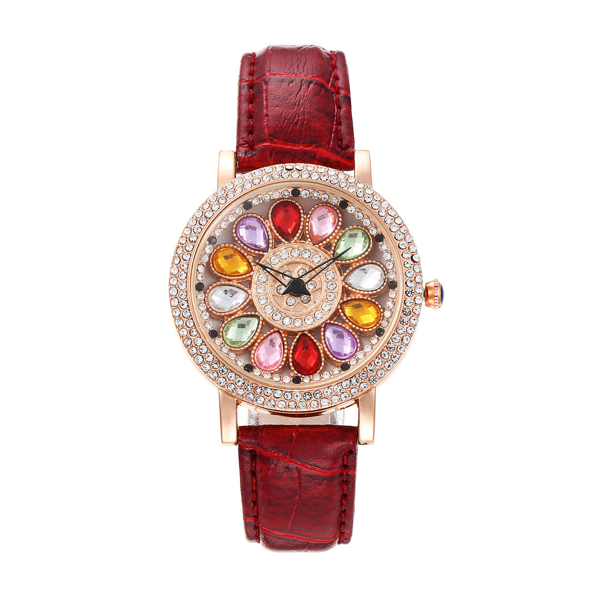 2024 Live New Time-running Watch Women's Non-automatic Large Dial Gipsophila Rhinestone Fashion Women's Watch