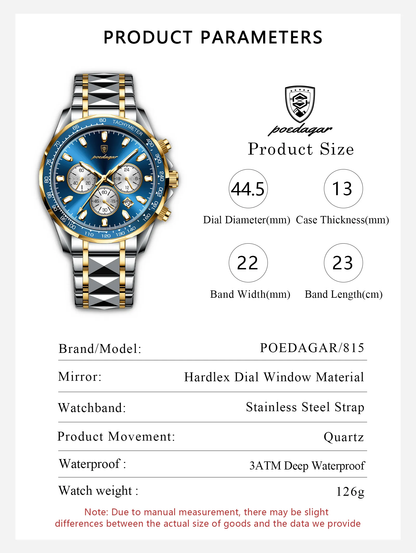 Swiss Style Men's Luminous Waterproof Watch"