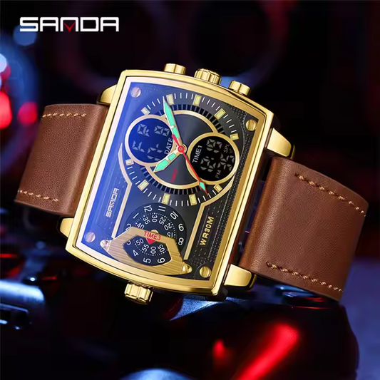 SANDA 6032 Skull Square Sports Watch – Men's Digital Silicone