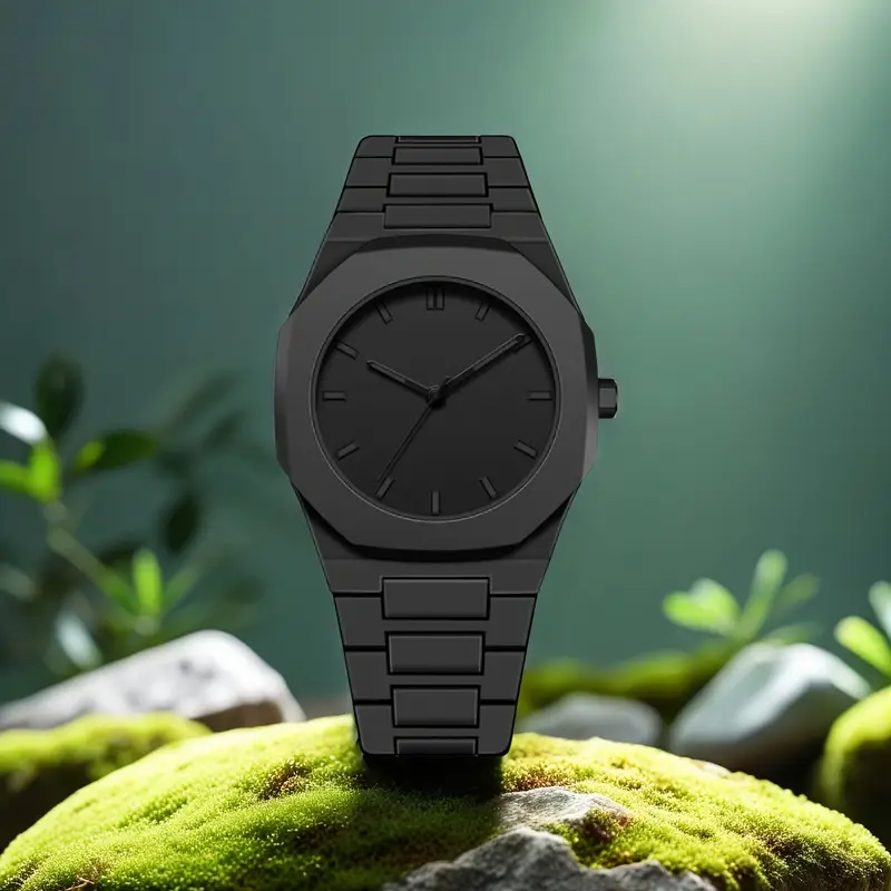Aura Men's Matte Black Watch with Arabic Numerals – Minimalist Analog Design | Trending Stylish Wristwatch" arbic nomarical watch full black watch